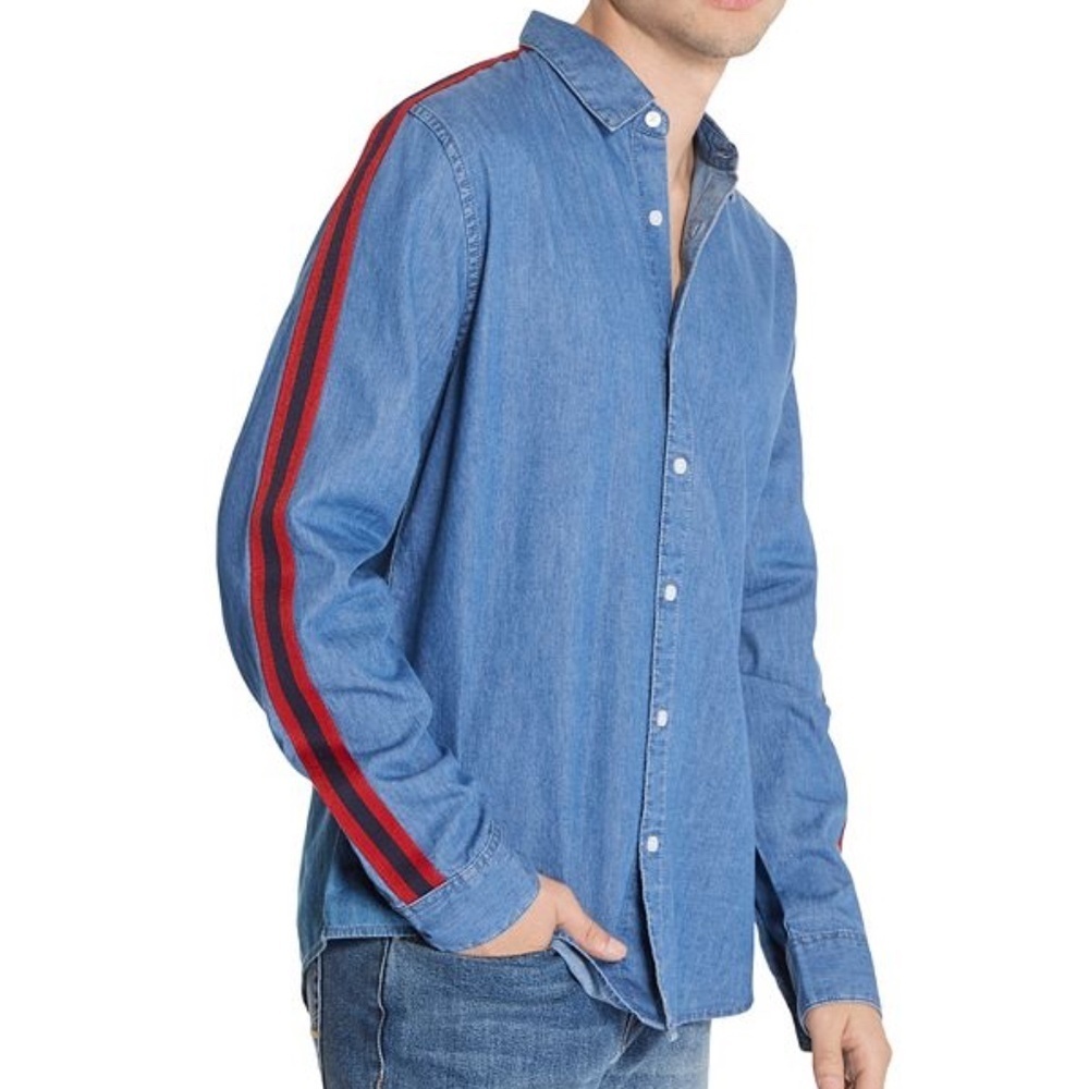 NEW GUESS Wes Chambray Men's Shirt SZ XL